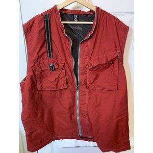 AMAX Men's‎ Sz XXL Full Zip Front Nylon Vest Red Cargo Pockets